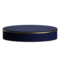 3d render of blue and gold luxury circular podium product display element