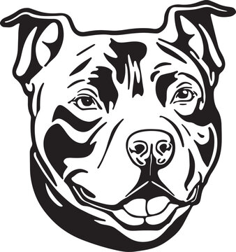 Pitbull dog face isolated on a white background, SVG, Vector, Illustration.	