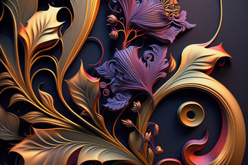 abstract floral background with butterflies, Generative AI