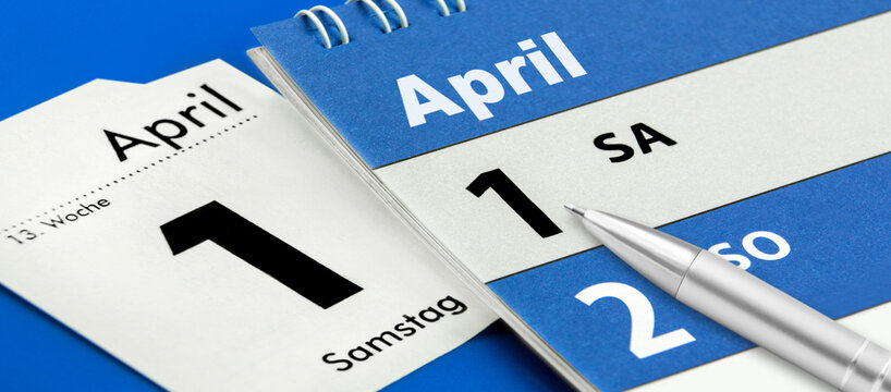 Deutscher Kalender Datum 1. April  2023 mit Kugelscheiber