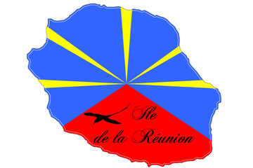carte et drapeau de l’île de la Réunion 