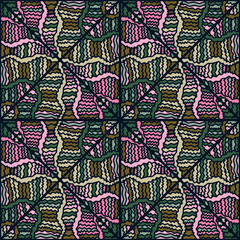 Seamless abstract geometric tribal mosaic pattern. Textile rapport.