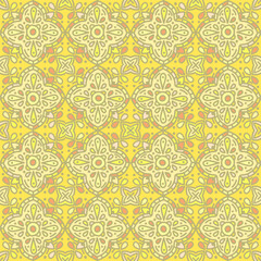 Seamless pattern with mandalas mosaic. Abstract geometric ornamental wallpaper. Vintage decorative tile