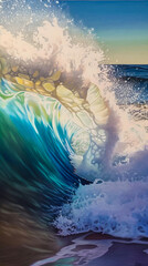 Beautiful close-up photo of a crashing wave