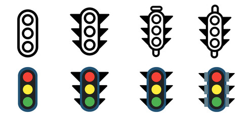 Traffic light icon set. Traffic light sign symbols. Collection of traffic light icon or traffic signal icons. 