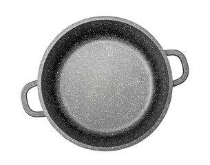 Сast aluminum cooking pot isolated. Pan, top view object