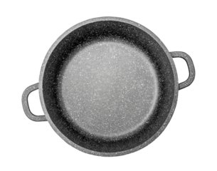 Сast aluminum cooking pot isolated. Pan, top view object