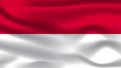 Illustration concept independence symbol icon realistic waving flag 3d colorful of Indonesia