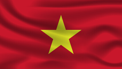 Illustration concept independence Nation symbol icon realistic waving flag 3d colorful Country of Vietnam