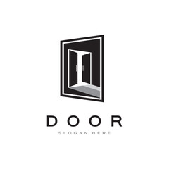 simple open door abstract logo, with geometric shapes,For building construction,contractors, business property and construction companies,vector.