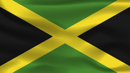 Illustration concept independence Nation symbol icon realistic waving flag 3d colorful Country of Jamaica
