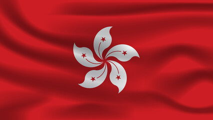 Illustration concept independence symbol icon realistic waving flag 3d colorful of Hong Kong