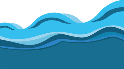 Ocean wave vector flat design style. Blue ocean wave vector illustration.