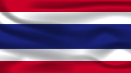 Illustration concept independence Nation symbol icon realistic waving flag 3d colorful Country of Thailand