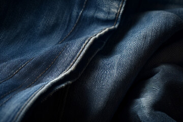 Folded denim blue jeans background graphic texture, generative AI