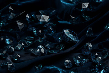 Scattered diamonds on a dark background, tile ready image for backgrounds, patterns, generative AI