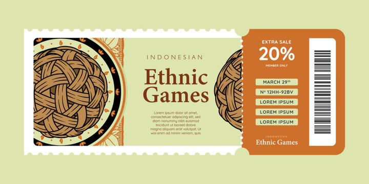Indonesian Ethnic games hand drawn event voucher illustration for inspiration