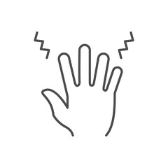 Palm trembling line outline icon