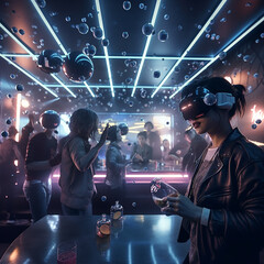 Fototapeta na wymiar virtual reality nightclub 
