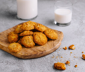 Tasty cookies and glass of milk