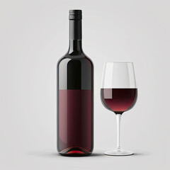 a red wine Glass Bottle blank strip on a white background