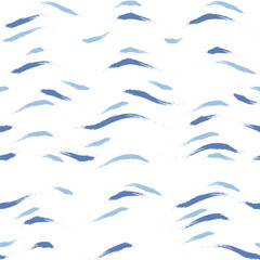 Seamless Wave Stripe Pattern, Water vector background. rain drops brush stroke, curly paint lines, watercolor illustration
