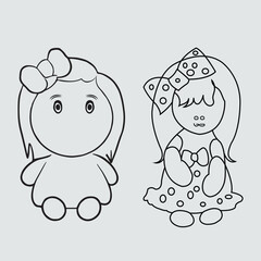 A Beautiful doll coloring paper vector illustration