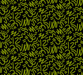 Seamless scribble pattern, striped modern pop art print.