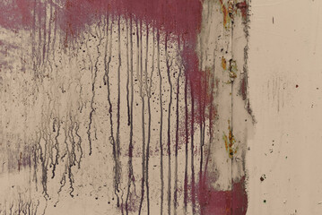 Rusty metal painted background. Rust spots and streaks on stained metal surface. Grunge industrial...