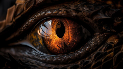 Close up of eye of mystical ancient dragon creature, generative ai. © Visual Studio