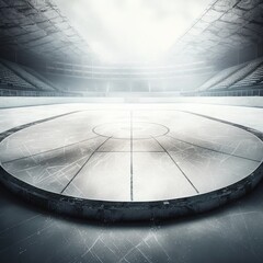 Hockey ice rink sport arena empty field long in the hall 
outdoors reflectors frozen water cold Generative AI 