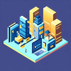 Fototapeta premium City building isometric concept illustration