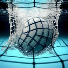 water polo goal water drop net, sports moment of splash underwater gate ball water sport team game Generative AI 
