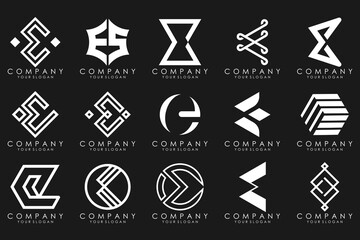 mega collection letters E logo design inspiration. Geometrical abstract logos
