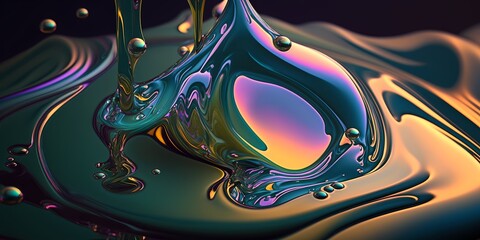 Abstract holographic background, liquid iridescent backdrop, generative ai