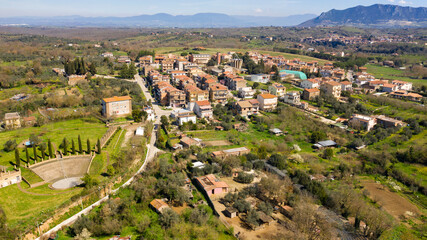 Fototapeta na wymiar Aerial view of the new town of Calcata, near Viterbo, Italy.