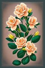 Retro gardenia flower illustration poster - Vector - generative ai