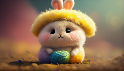 Cute bunny for happy easter day genarative ai art