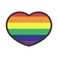 Rainbow flag in heart shape. Pride LGBTQ love. Lesbian, gay, bisexual, transgender, queer symbol. Flat icon isolated on white background