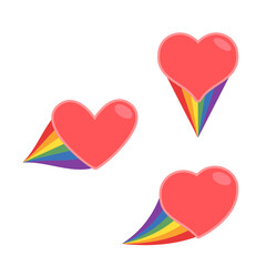 Heart icon with rainbow flag tail. Lgbt support and love design. Lesbian, Gay, Bisexual, Transgender representation symbol.