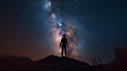 Naklejka na ściany i meble Awe-Inspiring Night Sky with Multicolored Milky Way - AI Generated Image