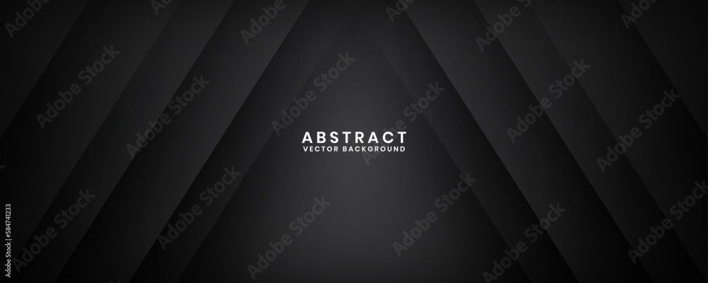 Aufkleber 3d black geometric abstract background overlap layer on dark space with cutout effect decoration. mi