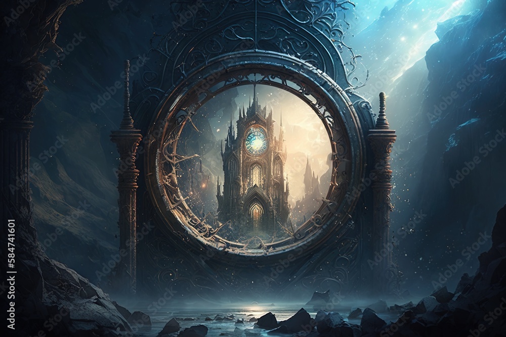 Poster sanctuary of time: an ethereal scene from beyond our world generative ai