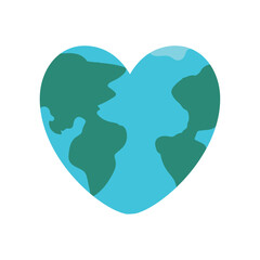 valentine earth planet shaped heart vector icon with white background