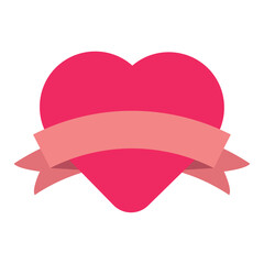 vector icon of heart with a valentine's day ribbon with white background