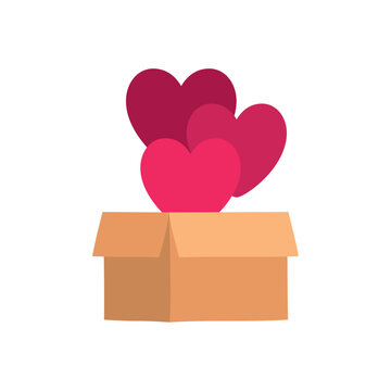 Vector Icon Of Hearts Coming Out Of A Box With White Background