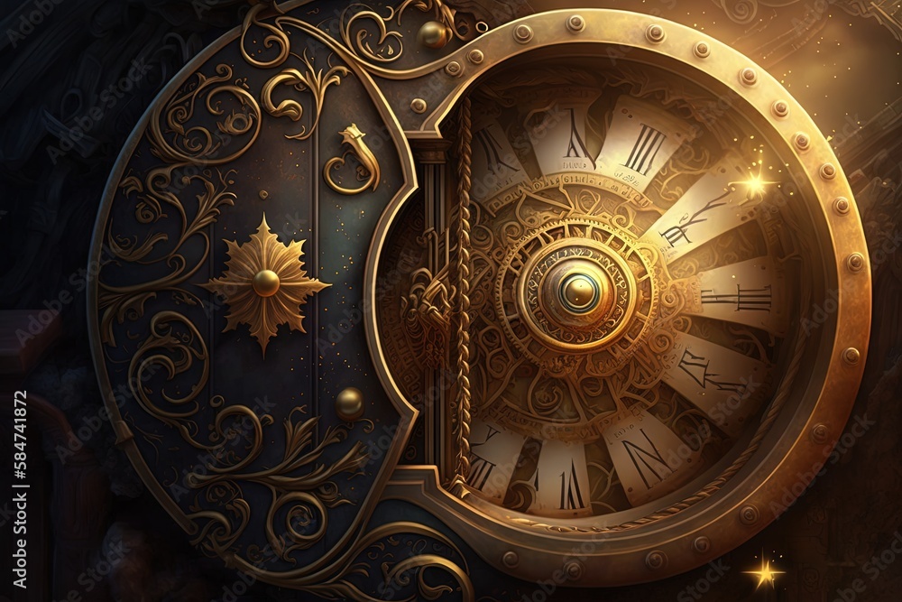 Poster sprung secrets of the ancients - unwinding a clockwork story generative ai