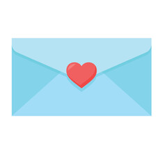 vector icon of letter envelope with a valentine heart with white background