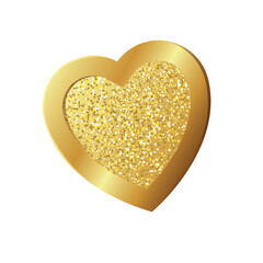 gold heart vector icon with light background