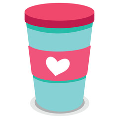 vector icon of glass with a valentine heart with white background